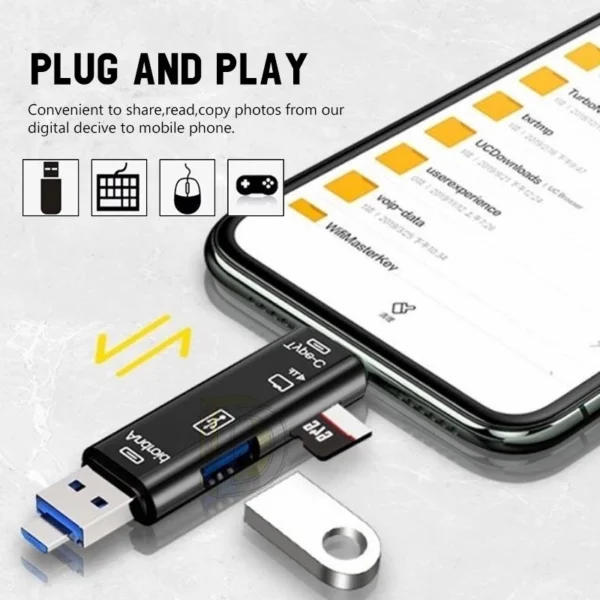 5 in 1 OTG Adapter Type C USB 3.0 Micro USB SD TF Memory Card Reader OTG Adapter