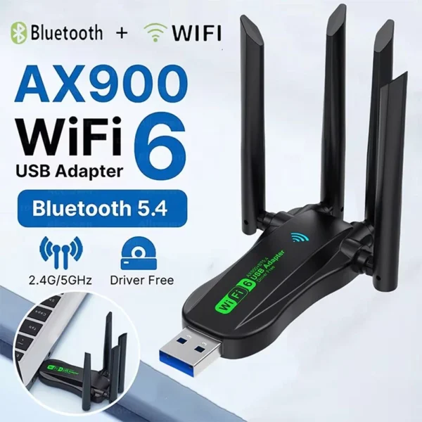 my-11134207-7rasa-m9h6z1prv6688c.webp AX900 Wi-Fi 6 USB Adapter Bluetooth 5.4 Dual Band 2.4G 5G Antennas WiFi6 USB Network Receiver Dongle Driver